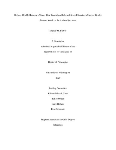 ﻿کمک به درخشش رنگین کمان دوگانه: چگونه ساختارهای رسمی و غیررسمی مدارس از جوانان متنوع جنسیتی در طیف اوتیسم حمایت می کنند