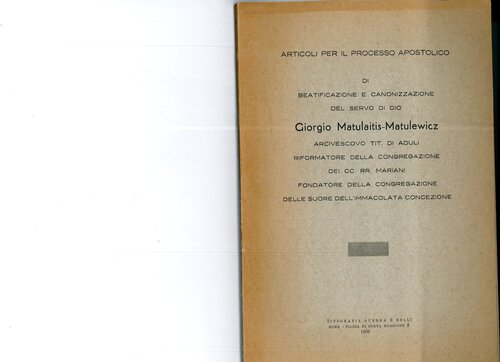 ﻿مقالاتی در مورد روند رسولانه از نعمت و مقدس سازی بنده خدا جورجیو ماتولاییتس-ماتولویچ