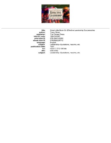 ﻿برایان تریسی کتاب کوچک بزرگ در مورد مطبوعات شغلی رهبری مؤثر 1997