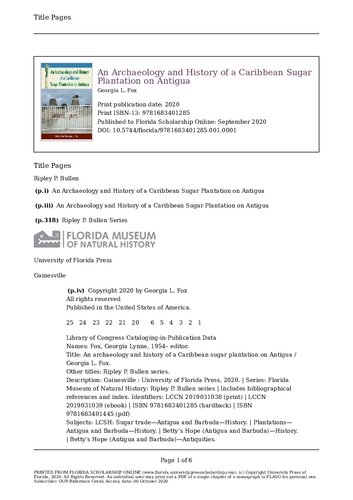 ﻿باستان شناسی و تاریخچه یک مزرعه شکر کارائیب در آنتیگوا