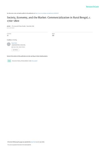 ﻿جامعه، اقتصاد و بازار: تجاری سازی در روستاهای بنگال، ج. 1760-1800