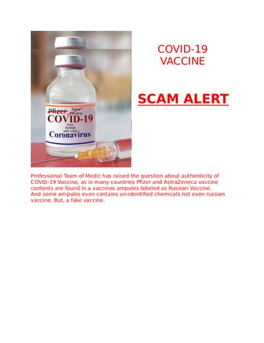 ﻿واکسن‌های جعلی با برچسب‌گذاری مجدد COVID-19 وارد بازار می‌شوند