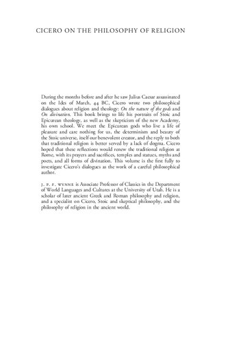 ﻿سیسرو درباره فلسفه دین: درباره ماهیت خدایان و پیشگویی