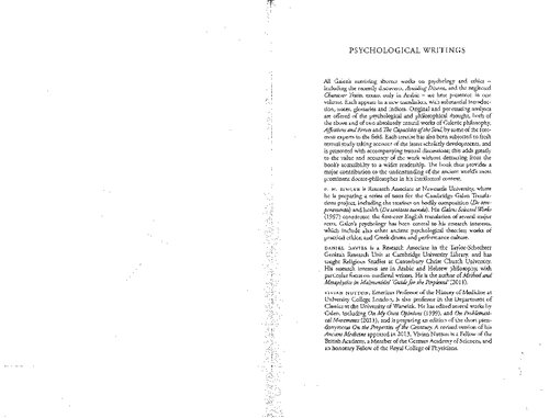 ﻿جالینوس: نوشته های روانشناختی