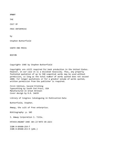 ﻿Amway: The Cult of Free Enterprise