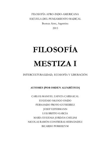 ﻿Mestizo Philosophy I