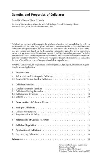 ﻿پیشرفت در مهندسی بیوشیمی / بیوتکنولوژی. پیشرفت های اخیر در تبدیل زیستی لیگنوسلولوسیک ها