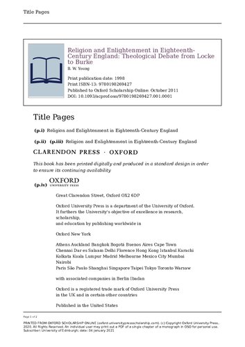 ﻿دین و روشنگری در انگلستان قرن هجدهم: بحث الهیات از لاک تا بورک