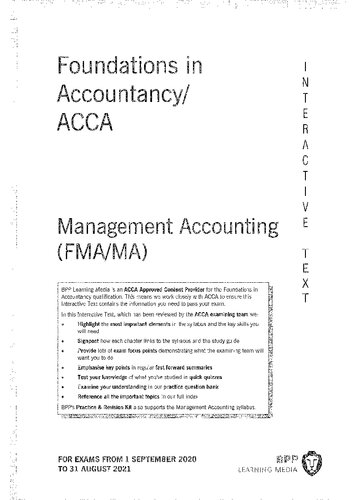 ﻿متن تعاملی مبانی ACCA FMA/FA در حسابداری-مدیریت حسابداری (کیت بازبینی تمرین گنجانده نشده است)