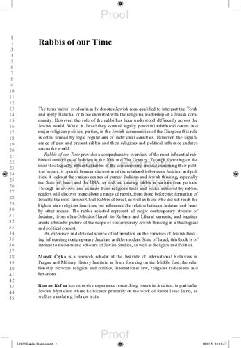 ﻿خاخام های زمان ما - مقامات یهودیت در دوران مذهبی و سیاسی دوران مدرن