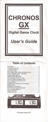 ﻿راهنمای کاربر Chronos GX (ساعت شطرنج).