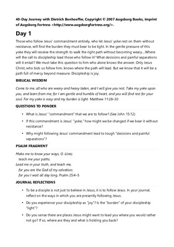 ﻿سفر 40 روزه با دیتریش بونهوفر