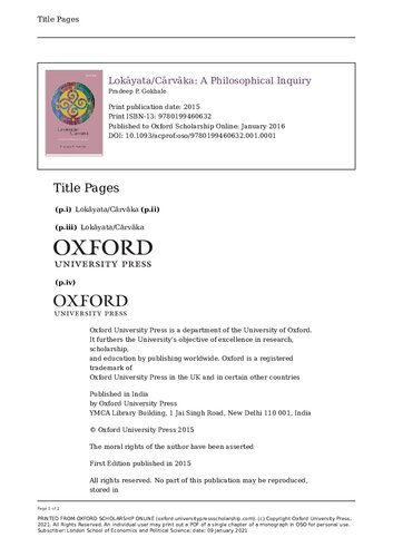 ﻿لوکایاتا/ کارواکا: یک تحقیق فلسفی