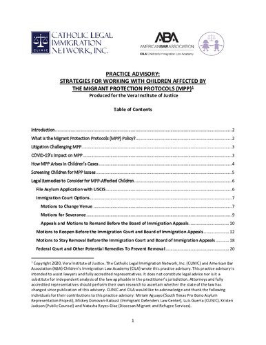 ﻿مشاوره عملی: استراتژی های کار با کودکان آسیب دیده از پروتکل های حمایت از مهاجران (MPP)