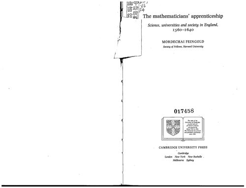 ﻿شاگردی ریاضیدان: علم، دانشگاه ها و جامعه در انگلستان 1560-1640