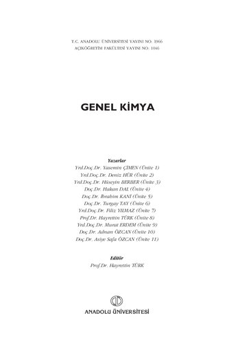 ﻿دانشکده آموزش آزاد دانشگاه آنادولو شیمی عمومی