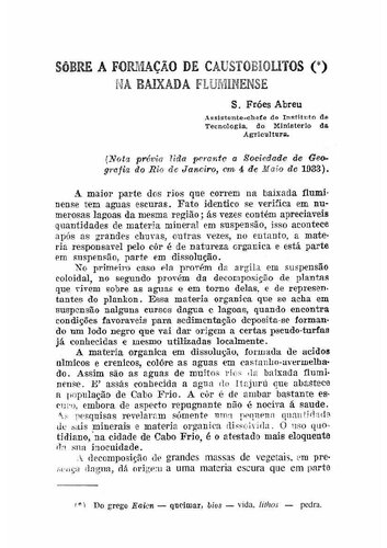 ﻿درباره تشکیل کاستوبیولیت ها در Baixada Fluminense