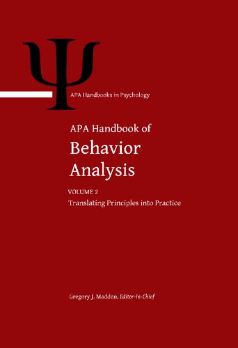 ﻿APA Handbook of Behavior Analysis