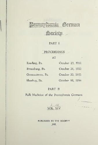 ﻿مجموعه مقالات Reading، Pa، 23 اکتبر 1931 ، ... Hershey، Pa.، 19 اکتبر 1934 / طب عامیانه آلمانی های پنسیلوانیا