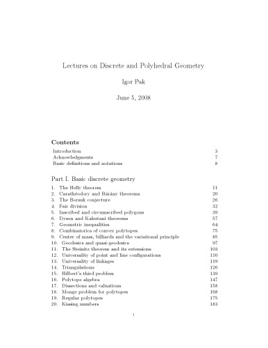 ﻿سخنرانی در مورد هندسه گسسته و چندجمانه