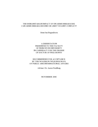 ﻿تأثیر بشردوستانه تحریم‌های تسلیحاتی سازمان ملل: آیا تحریم‌های تسلیحاتی می‌توانند به درگیری‌های خشونت‌آمیز پایان دهند یا محدود کنند؟