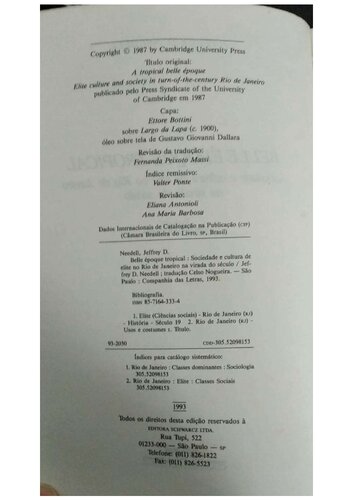 ﻿تروپیکال بل اپوک: جامعه نخبگان و فرهنگ در ریودوژانیرو در آستانه قرن