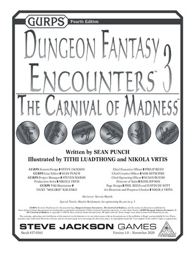 ﻿GURPS ویرایش 4. Dungeon Fantasy Encounters 3: The Carnival of Madness