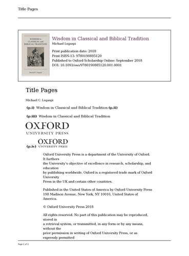 ﻿حکمت در سنت کلاسیک و کتاب مقدس