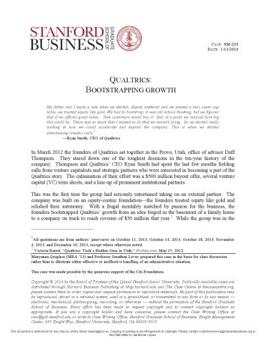 ﻿Qualtrics: Bootstrapping Growth