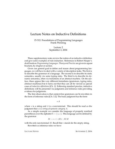 ﻿یادداشت های سخنرانی مبانی زبان های برنامه نویسی (CMU 15-312)