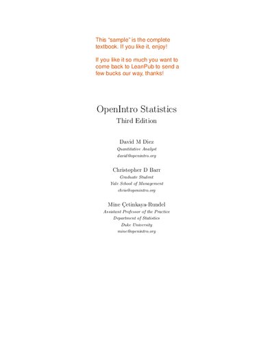 ﻿OpenIntro Statistics 3e