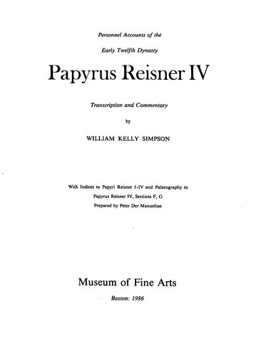 ﻿Papyrus Reisner IV: شرح پرسنل سلسله اوایل دوازدهم