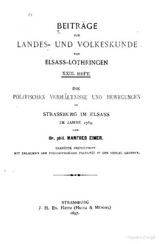 ﻿شرایط و جنبش های سیاسی در استراسبورگ در آلزاس در سال 1789