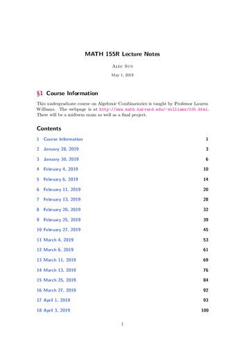 ﻿نکات سخنرانی ترکیبیات جبری MATH 155R