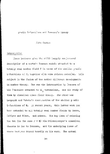 ﻿توابع p-adic L و نظریه ایواساوا