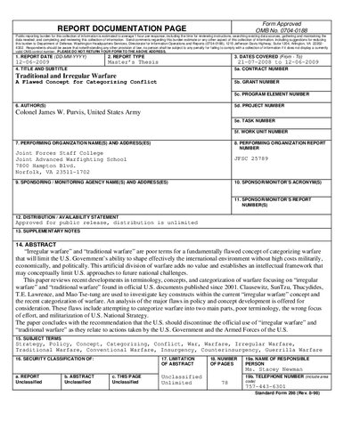 ﻿جنگ سنتی و نامنظم - مفهومی ناقص برای طبقه بندی درگیری