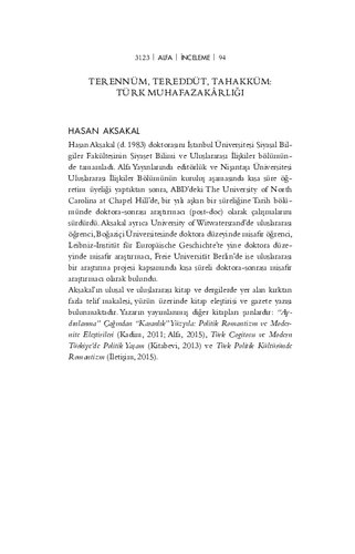 ﻿محافظه کاری ترکی: Terennüm، تردید، سلطه (نسخه ترکی)