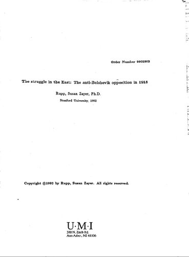 ﻿مبارزه در شرق: اپوزیسیون ضد بلشویکی در 1918