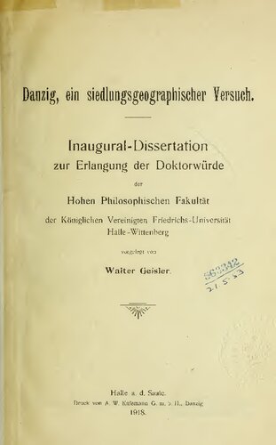 ﻿دانزیگ، تلاشی برای جغرافیای سکونتگاهی
