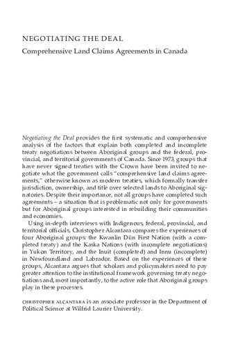 ﻿مذاکره در مورد معامله: توافق نامه های جامع ادعای زمین در کانادا