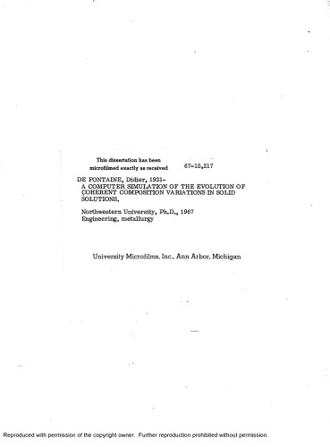 ﻿شبیه سازی کامپیوتری تکامل تغییرات ترکیب منسجم در راه حل های جامد