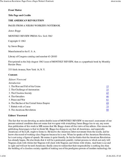 ﻿انقلاب آمریکا: صفحاتی از دفترچه یادداشت یک کارگر سیاهپوست