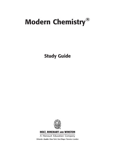 ﻿Holt Modern Chemistry: Study Guide Student Edition