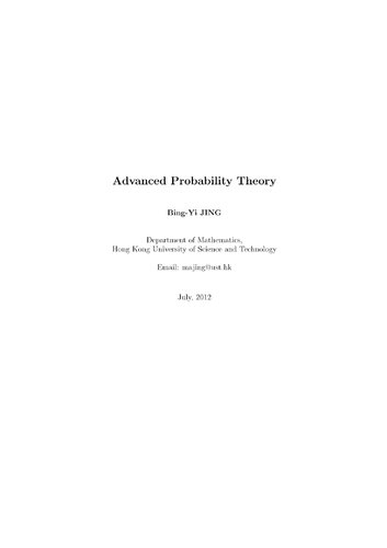 ﻿Advanced Probability Theory 高等概率论