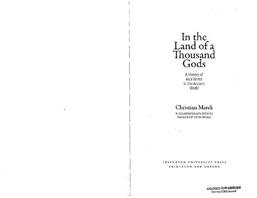 ﻿در سرزمین هزار خدا. تاریخ آسیای صغیر در جهان باستان