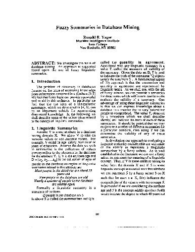 خلاصه های فازی در استخراج پایگاه داده