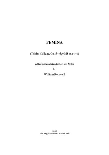 ﻿Femina (کالج ترینیتی، کمبریج MS B.14.40) ویرایش شده با یک مقدمه و یادداشت ها