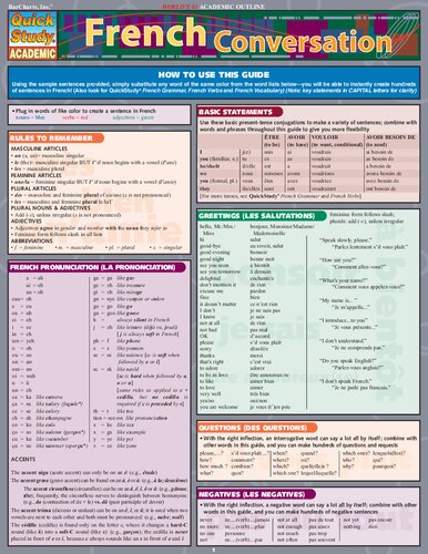 ﻿مکالمه فرانسوی: راهنمای مرجع زبان Quickstudy (نسخه انگلیسی و فرانسوی)