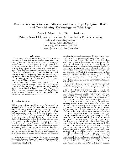 ﻿کشف الگوها و روندهای دسترسی به وب با استفاده از فناوری OLAP و داده کاوی در گزارش های وب