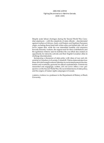 ﻿مشاغل و عدالت: مبارزه با تبعیض در زمان جنگ کانادا، 1939-1945